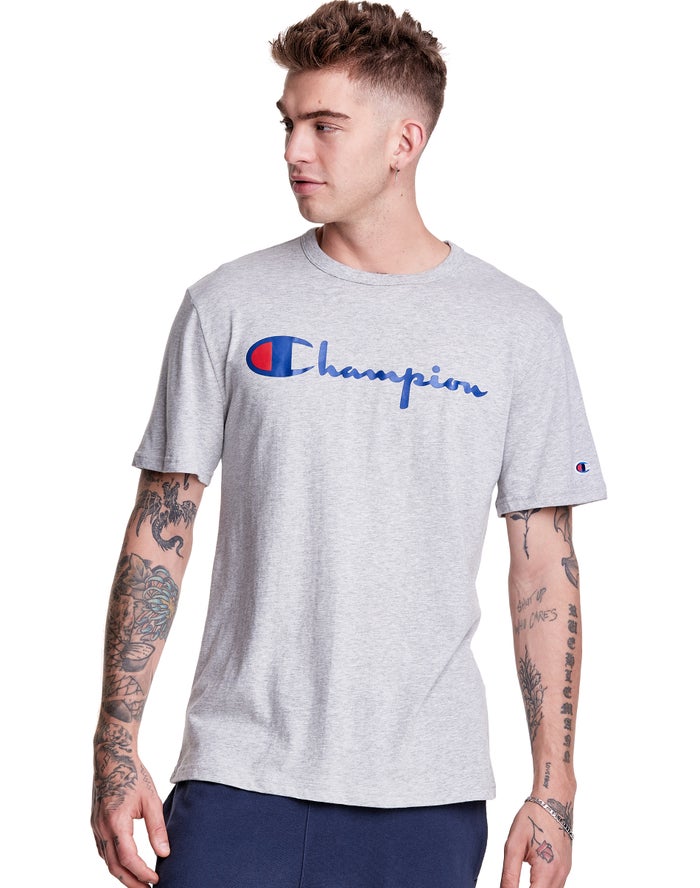 Camiseta Champion Hombre - Lightweight Script Logo ( Gris ) 5104723-ON